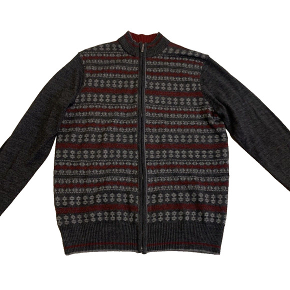 Geoffrey Beene Sweater Mens M Medium Full Zip Dark Grey 50's Rockabilly Cardigan - Picture 5 of 14